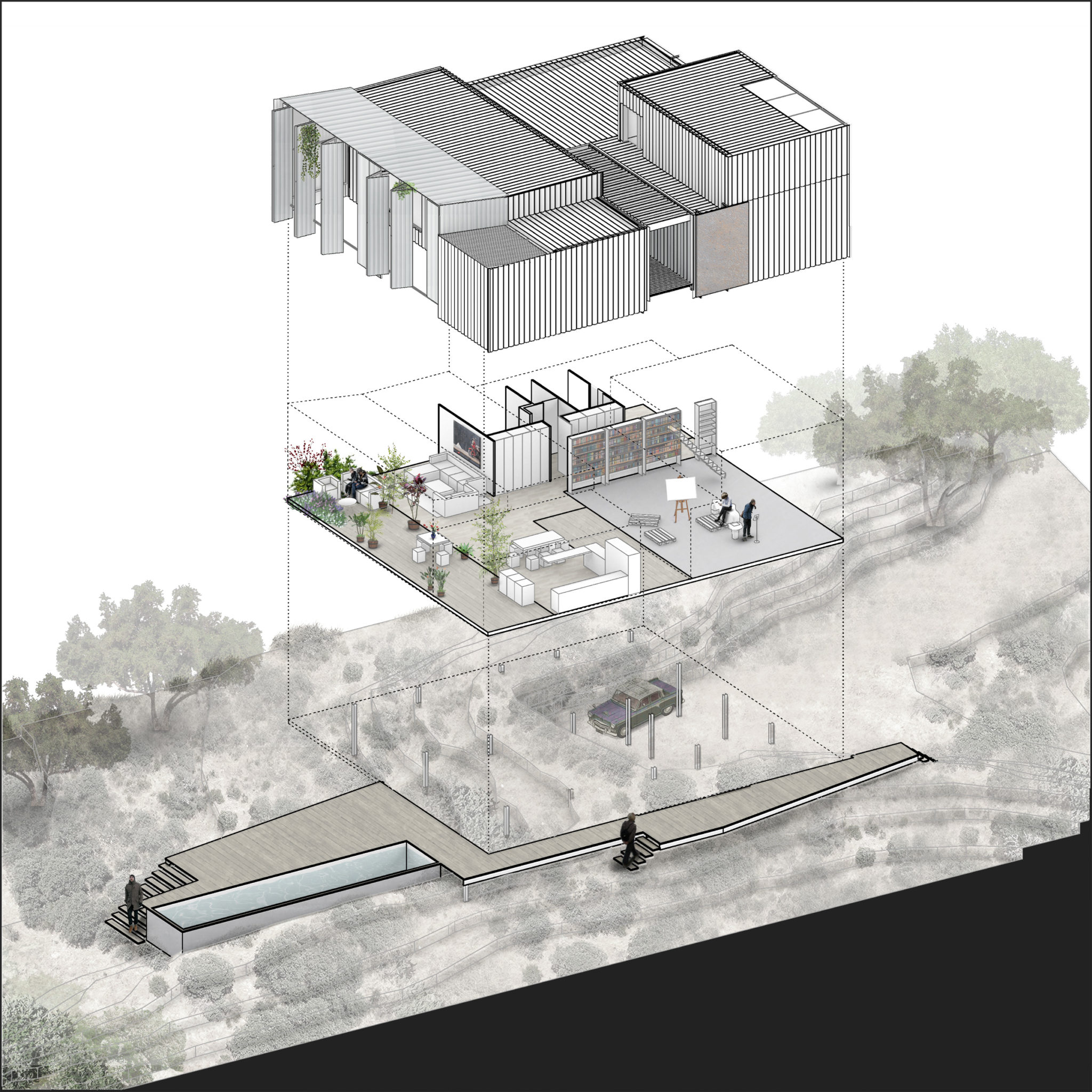 Axonometría descriptiva de la vivienda