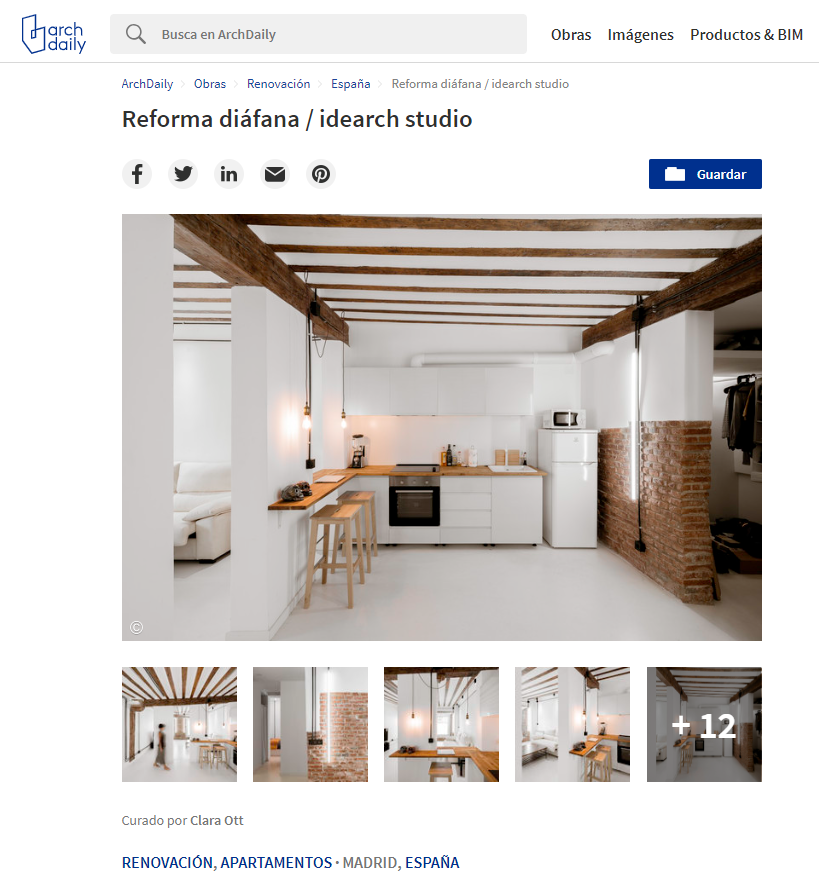 Publicación en la revista digital de una de nuestras reformas, reforma diáfana