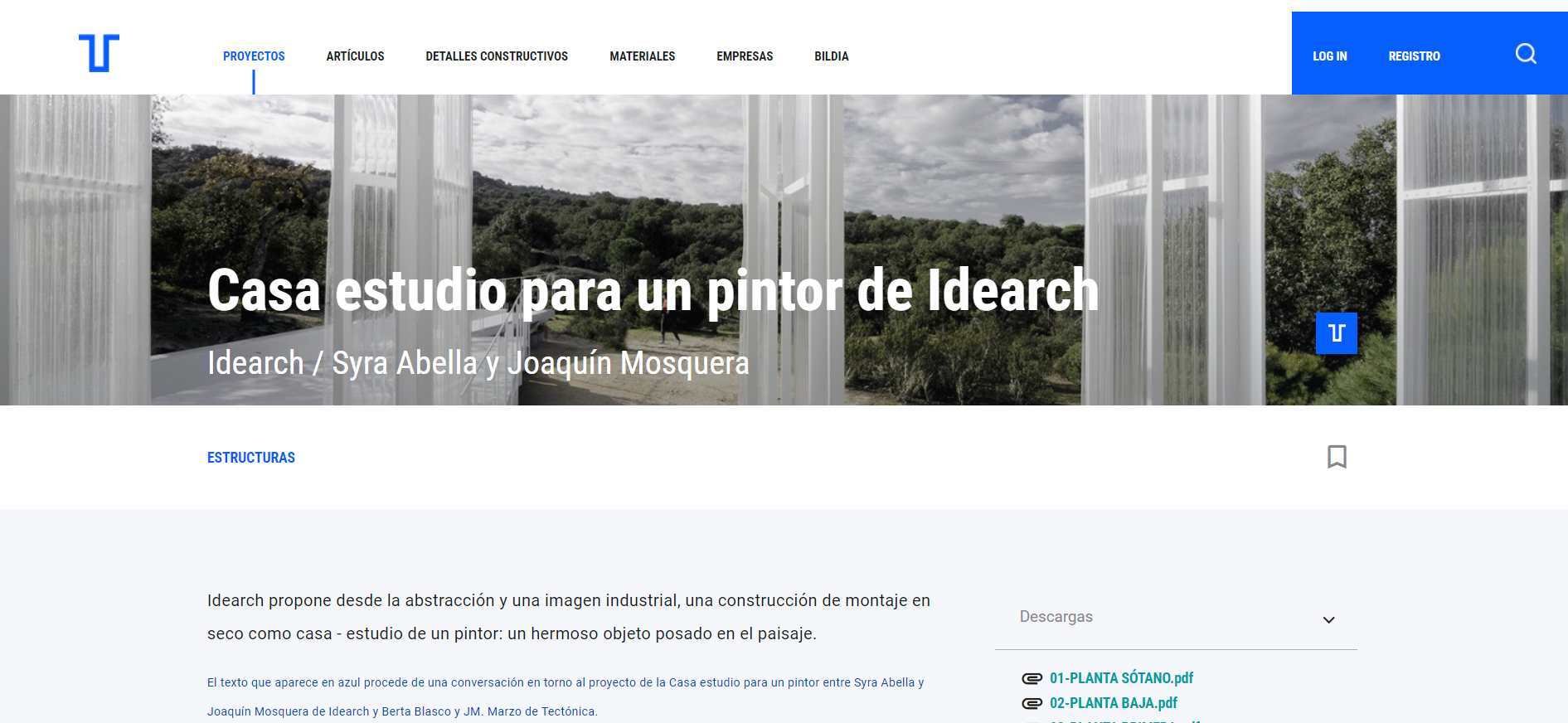 Publicación en Tectónica "Casa estudio para un pintor de Idearch"