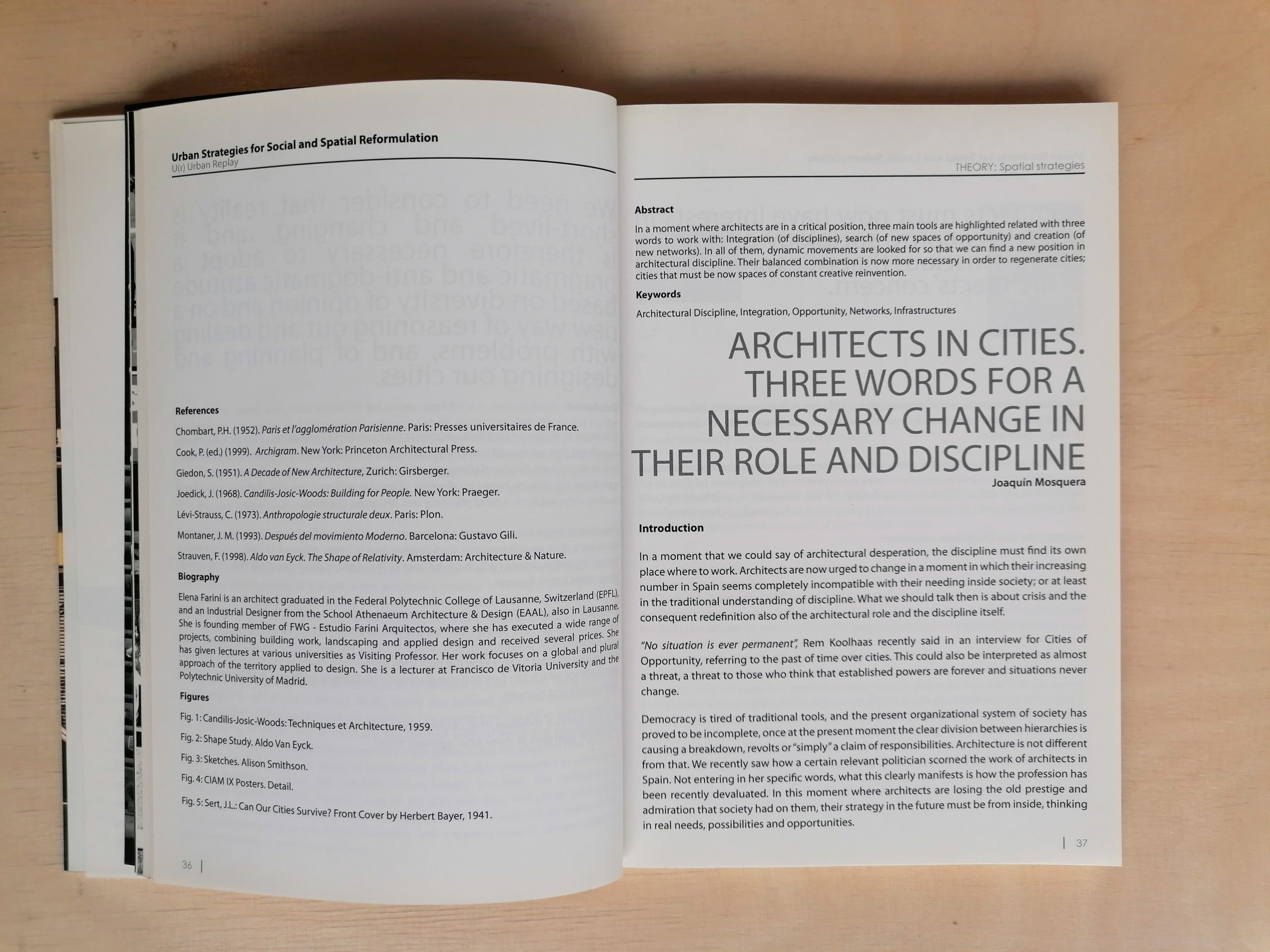 Primera página del artículo de Joaquín Mosquera en Urban Strategies